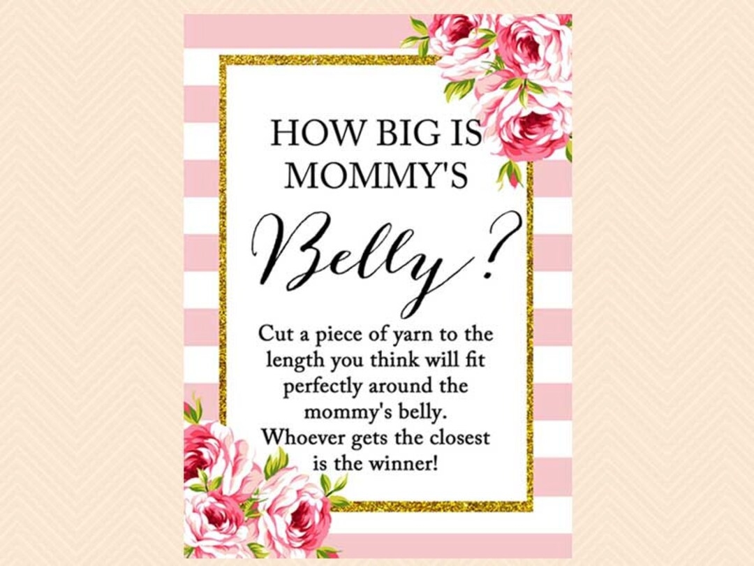 Pink And Gold How Big Is Mommy s Belly Guess The Size Of Mommy s Belly Mommy s Size Pink French Baby Shower Games Printables TLC50 Etsy
