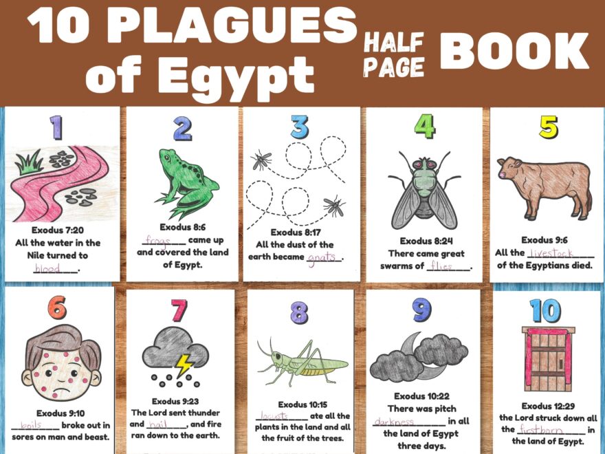 Plagues Of Egypt Printable Craft Sunday School Lesson Activity Kids Bible Coloring Pages Moses And The 10 Plagues Passover Parashah Etsy