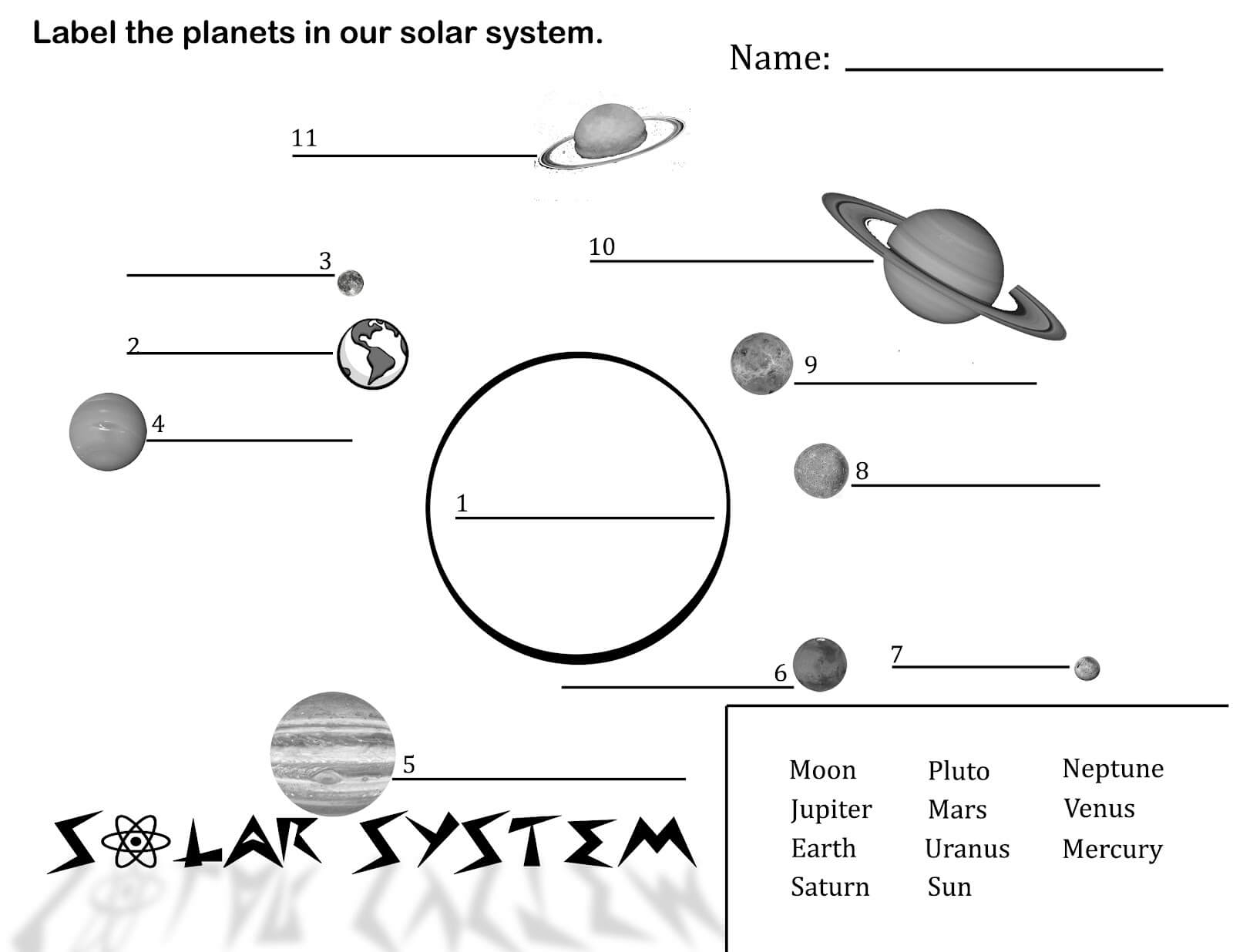 Label The Planets Worksheet Printable