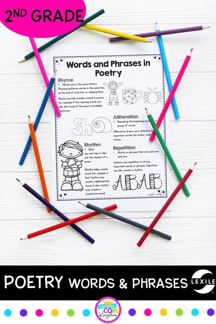 Poetry Words And Phrases 2nd Grade RL 2 4 Reading Passages For RL2 4