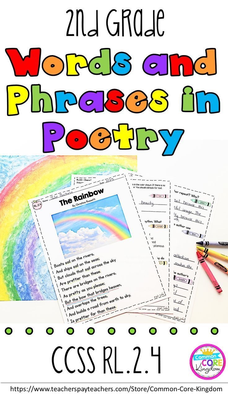 Poetry Words Phrases Poems Rhyme Alliteration Worksheets 2nd Grade RL 2 4