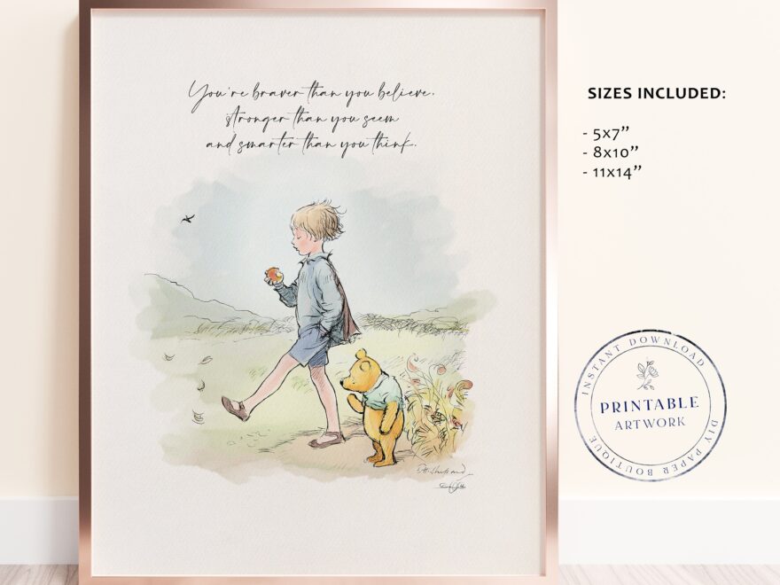 POOH Printable Winnie the pooh Classic Quote Baby Shower Birthday Party Centerpiece Nursery Decoration Cards 5x7 8x10 11x14 A A Milne Etsy