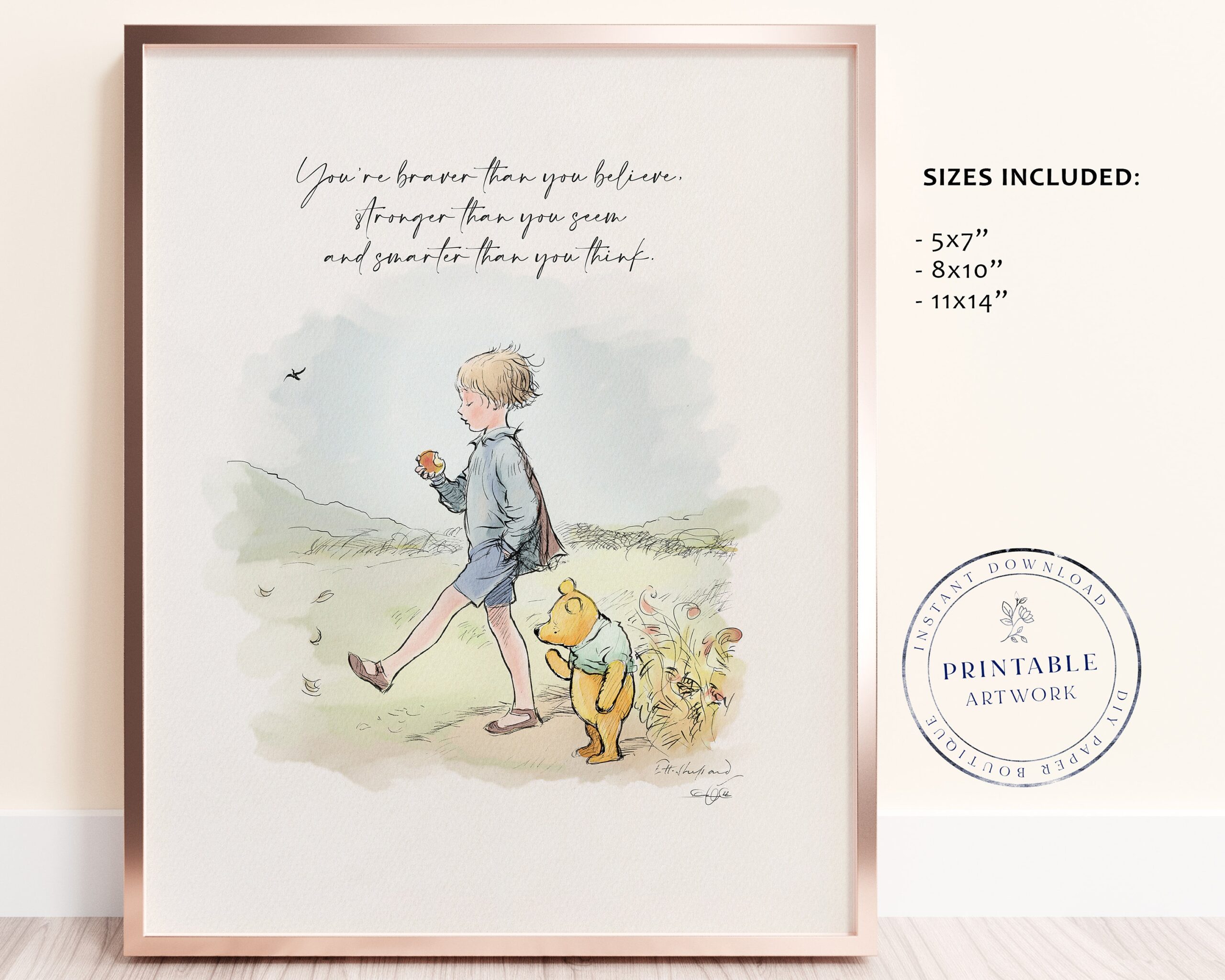 POOH Printable Winnie the pooh Classic Quote Baby Shower Birthday Party Centerpiece Nursery Decoration Cards 5x7 8x10 11x14 A A Milne Etsy