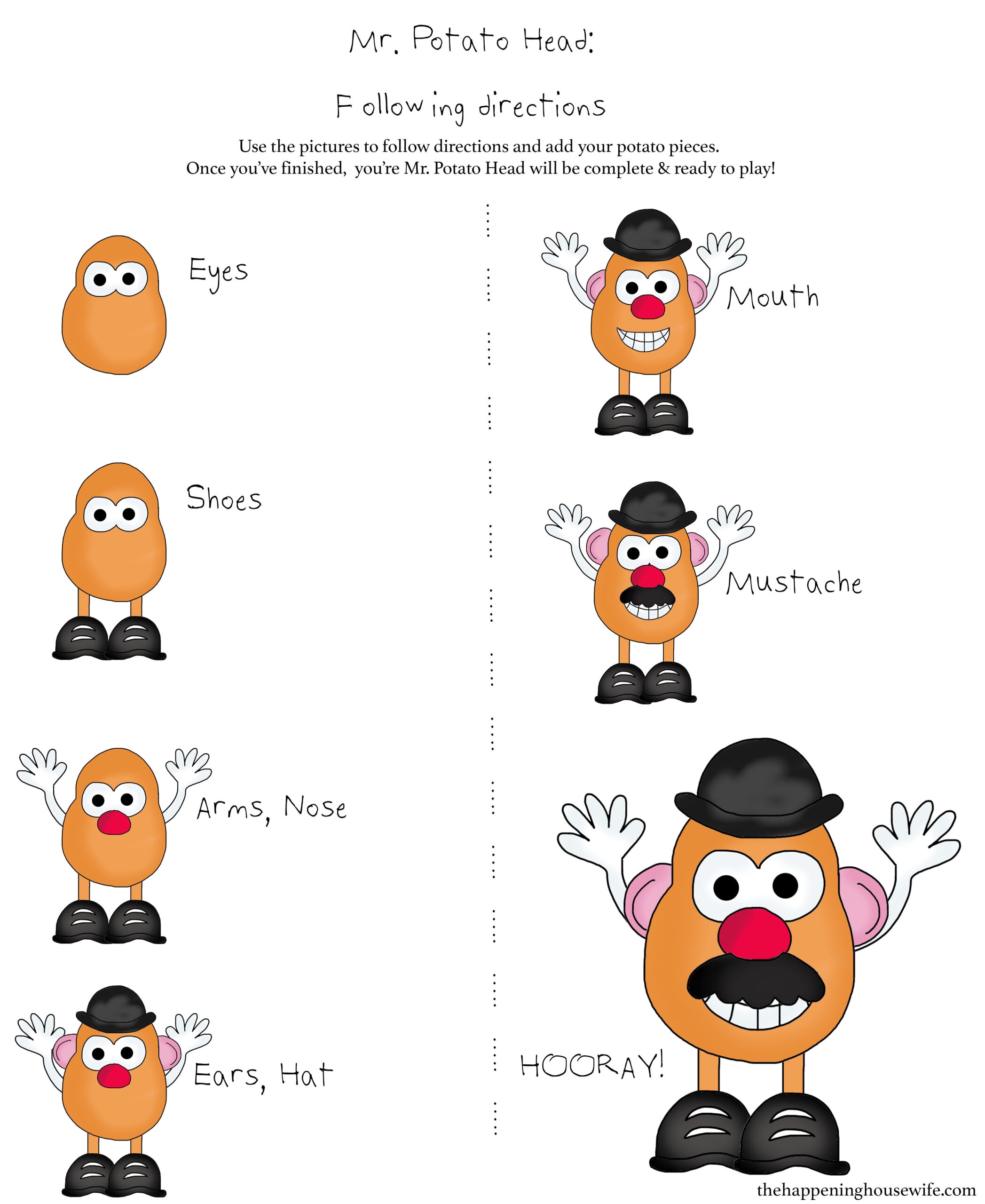 Potato Head Following Directions Worksheet Steph Leighworthy