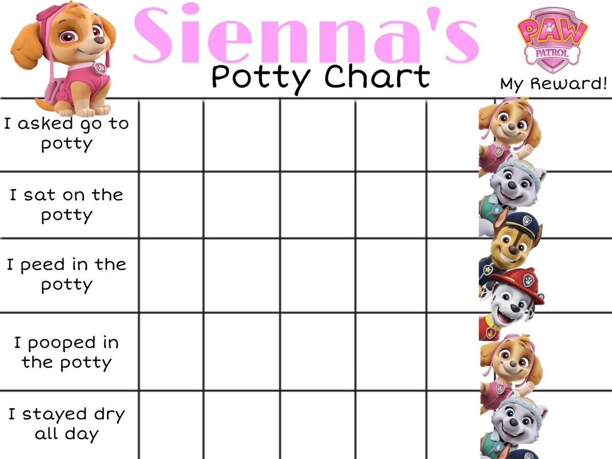 Printable Potty Chart Paw Patrol
