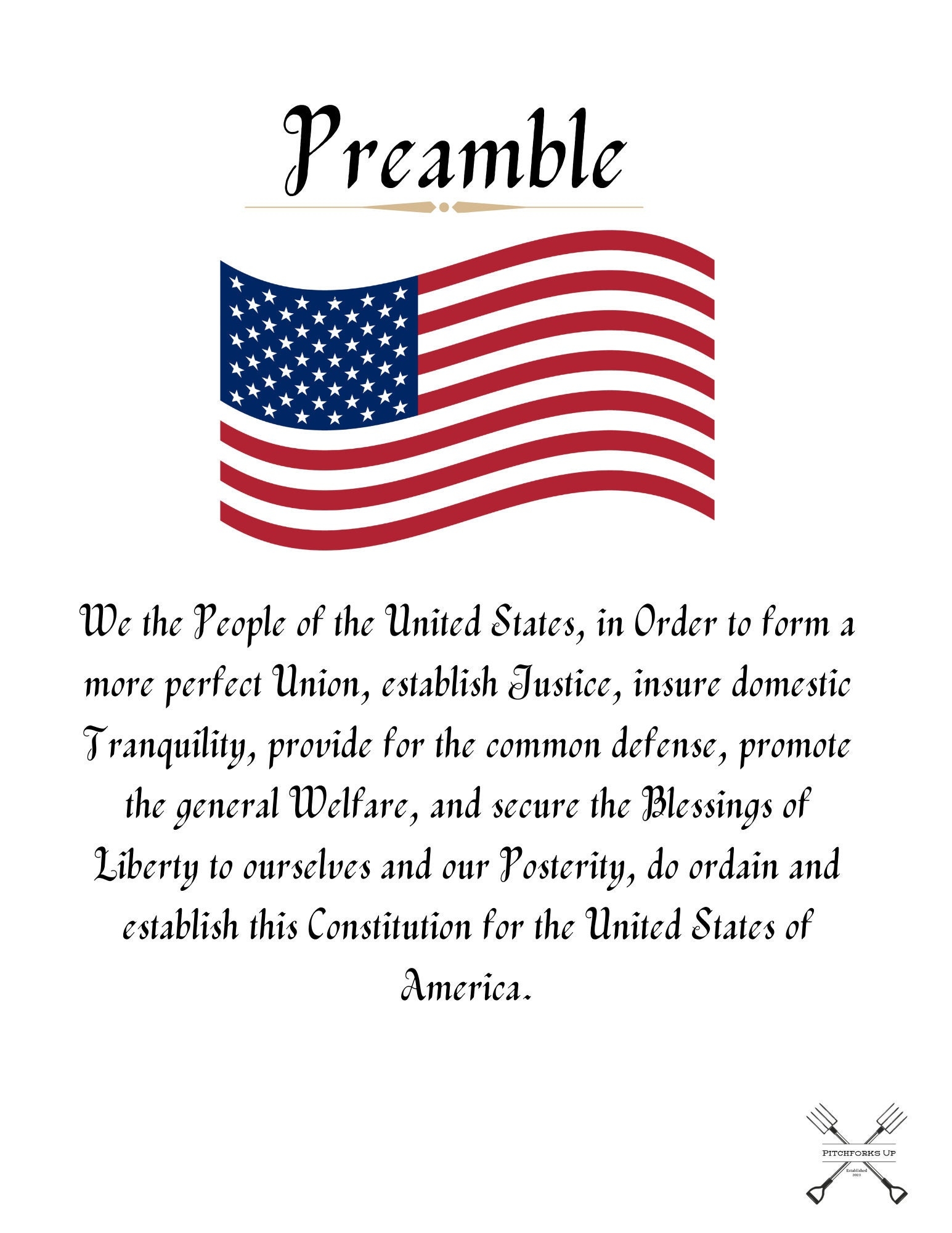 Preamble Of The Unites States Constitution Etsy