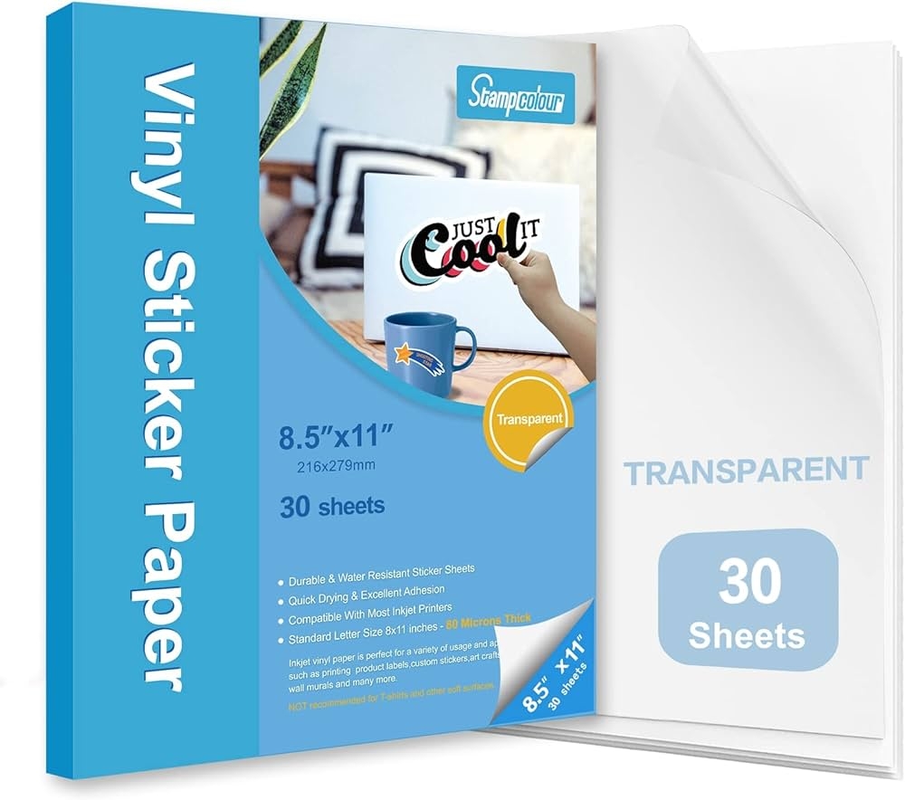 Premium Printable Vinyl Sticker Paper Transparent 30 Clear Self Adhesive Sheets No Waterproof Dries Quickly Vivid Colors Decal Paper Tear Resistant for Any Epson HP Canon Sawgrass Inkjet Printer Buy Online At Best Price In UAE Amazon ae