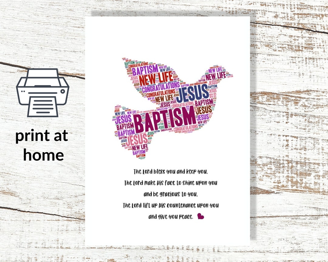 Print At Home Baptism Card Instant Download Water Baptism Printable Digital Baptism Card Christian Baptism Adult Baptism Etsy