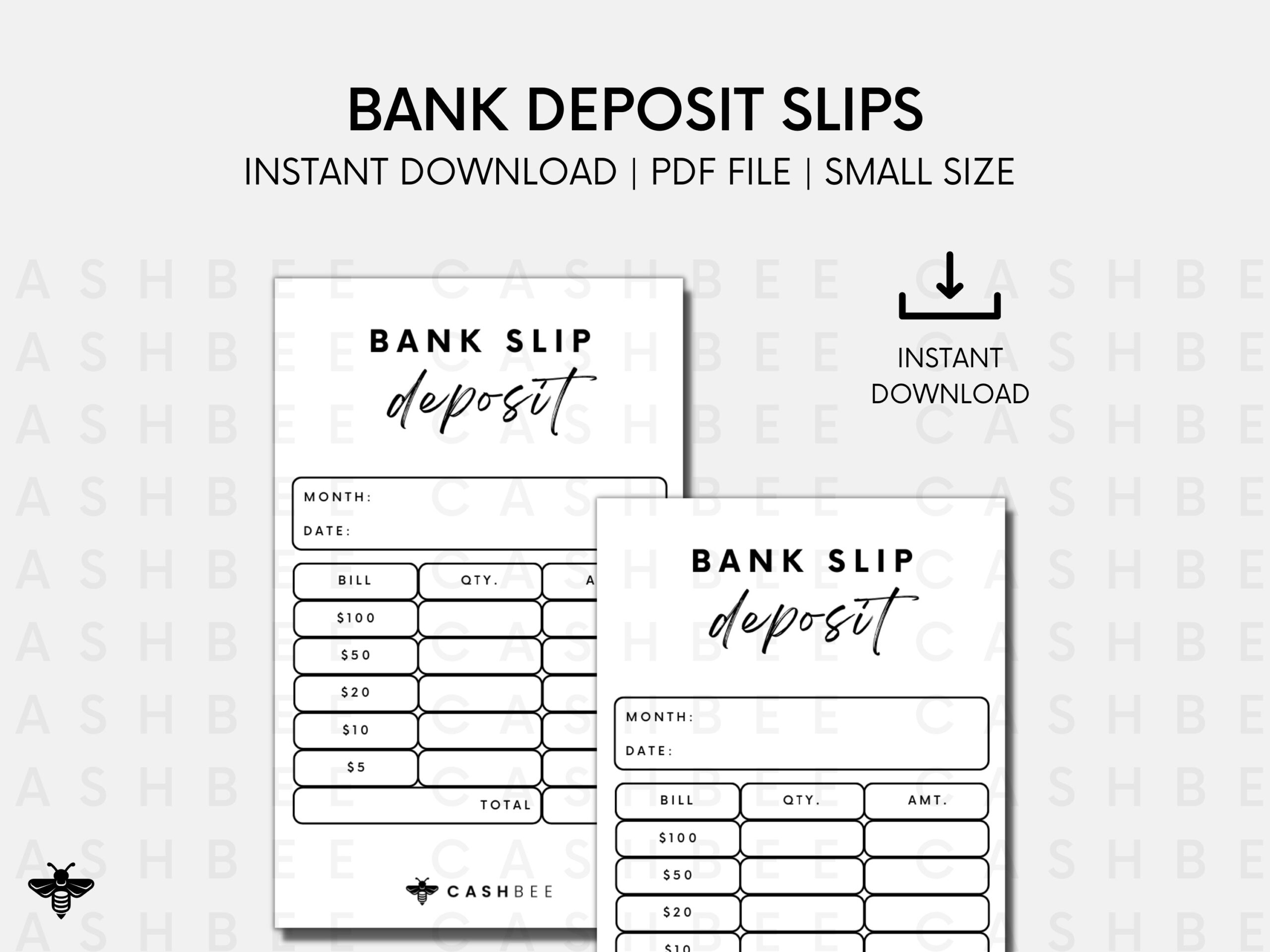 PRINTABLE Bank Deposit Slips Wallet Size Instant Download PDF File Etsy Canada