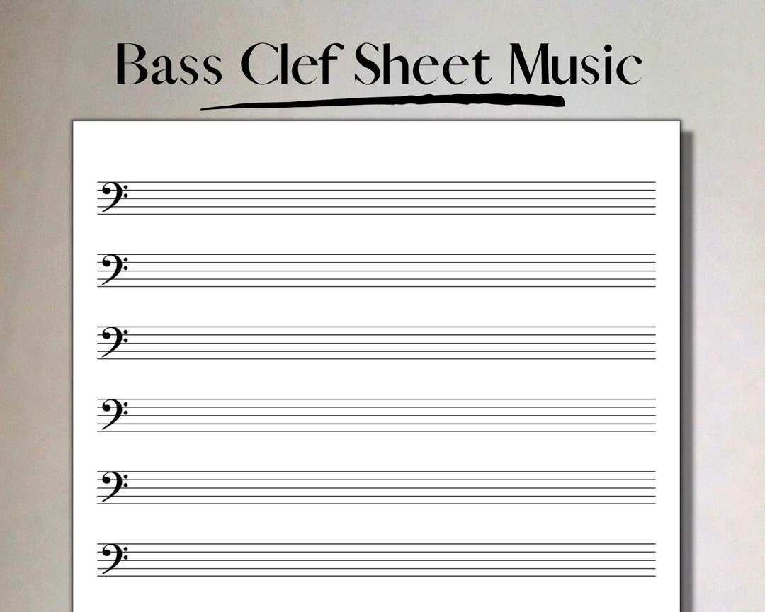 Printable Bass Clef Sheet Music Manuscript Paper 10 Stave Per Page Printable PDF Instant Download Piano Staff Paper US Letter A4 Etsy