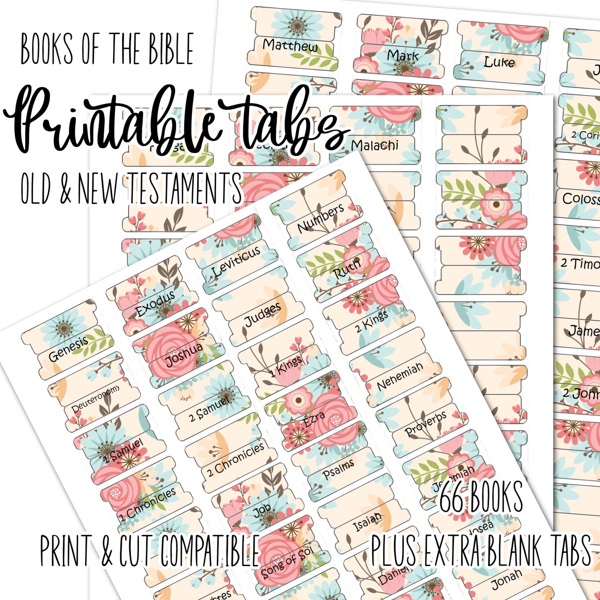 Printable Bible Tabs Download 66 Books Of Bible Cricut Print And Cut Etsy