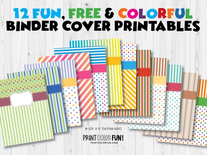Printable Binder Covers 12 Free Colorful Sets With Matching Front Back Spines In 4 Sizes At PrintColorFun