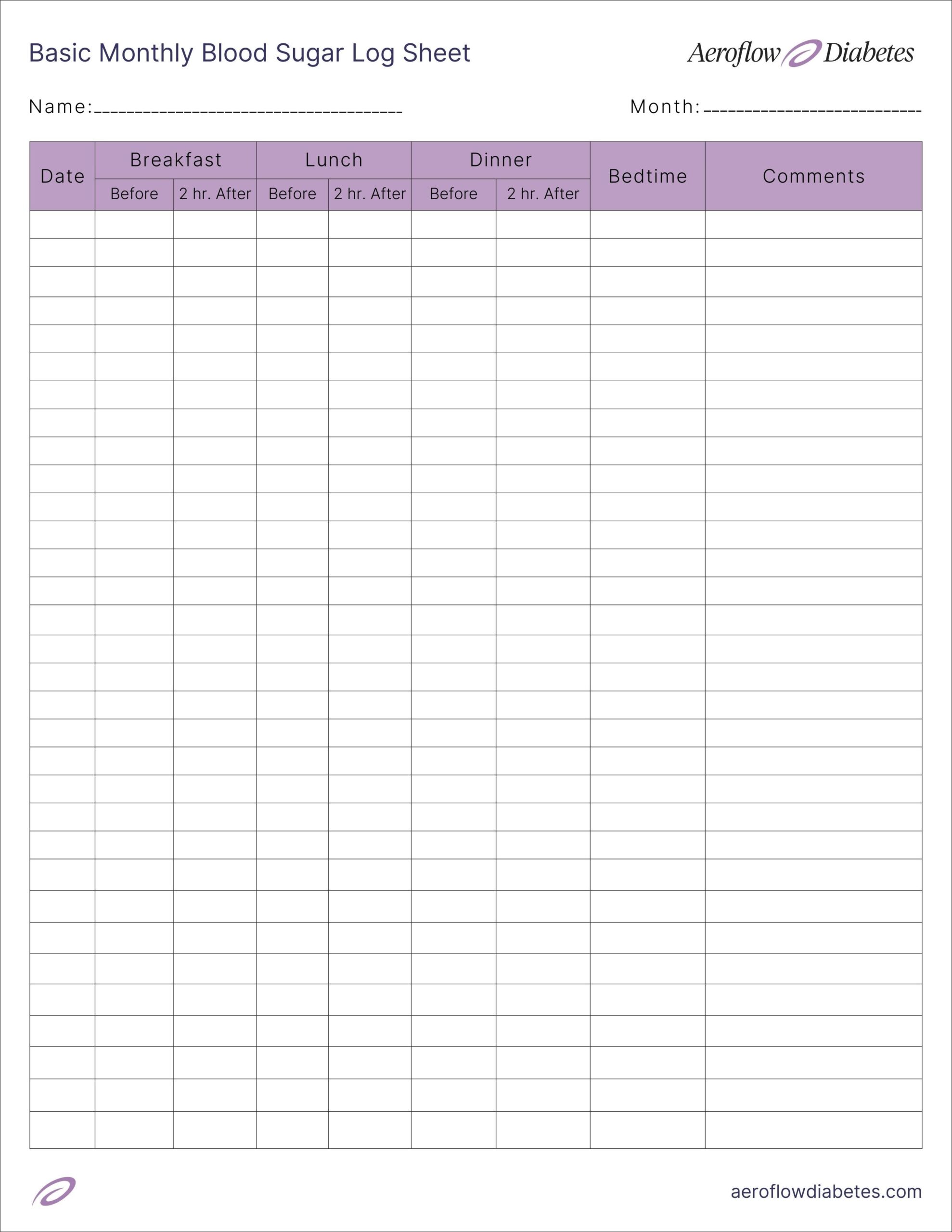 Gestational Diabetes Log Sheet Printable