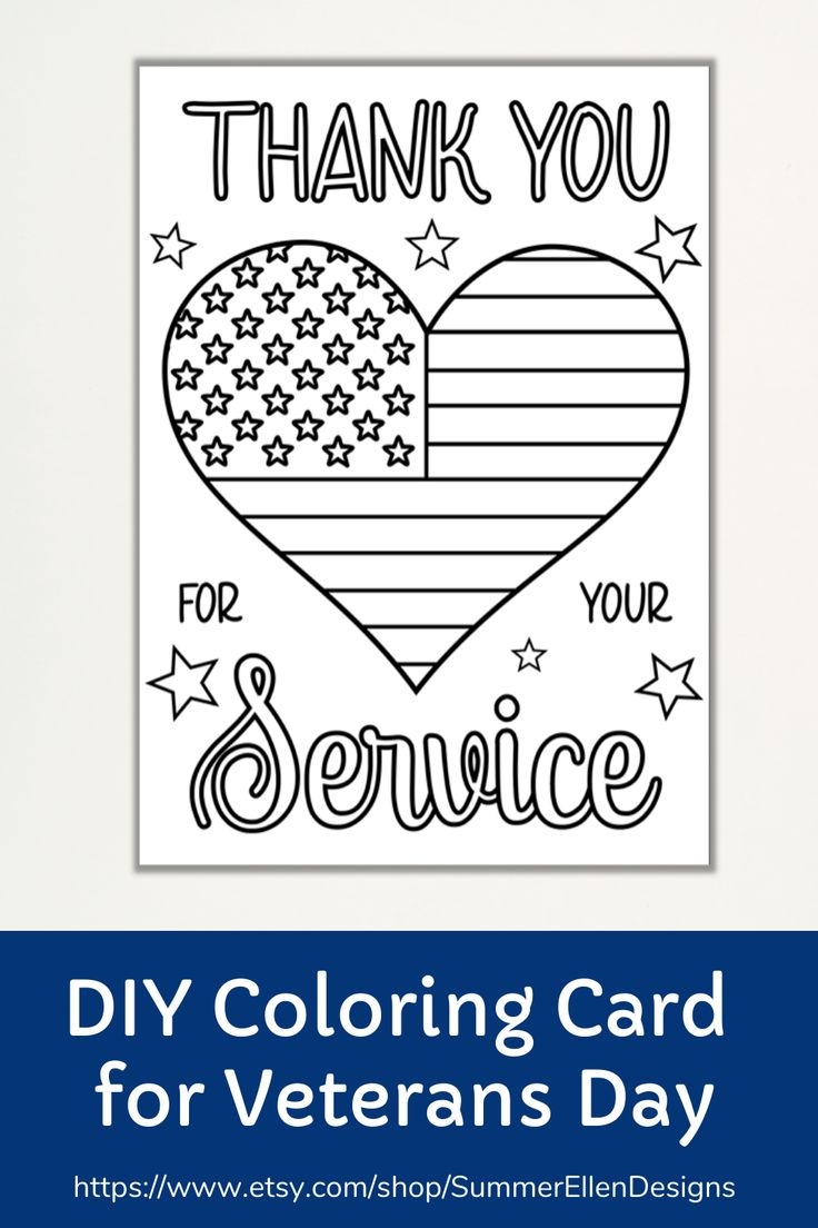 Printable Colroing Card To Thank Veterans Color Your Own Cards