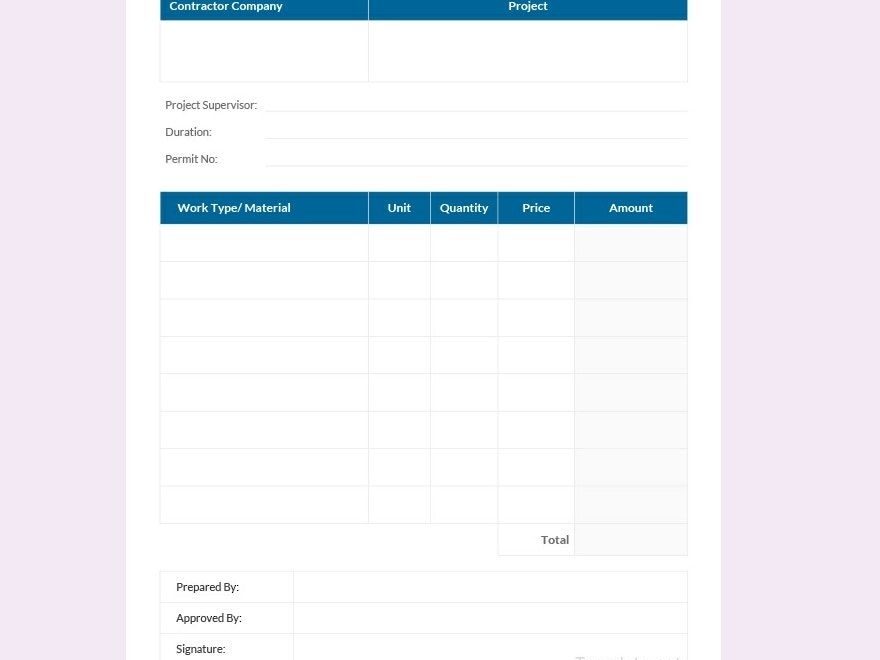 Printable Construction Estimate Template In Word Google Sheets Excel Pages Apple Numbers PDF Google Docs Download Template