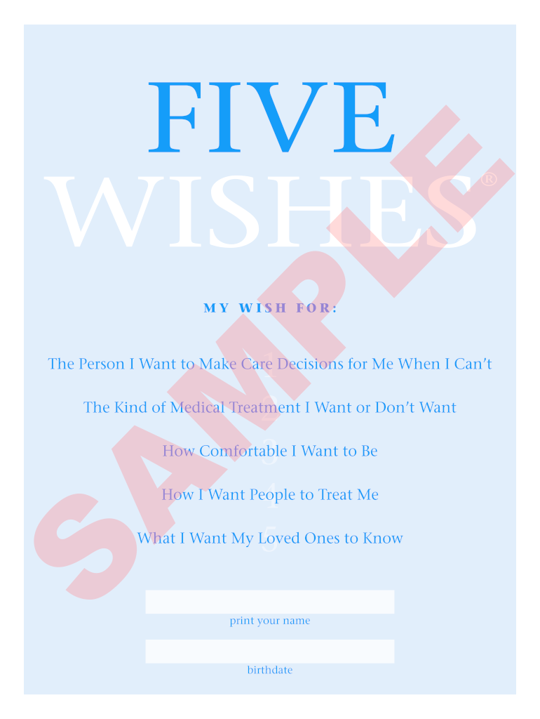 Printable Five Wishes Pdf Fill Online Printable Fillable Blank PdfFiller