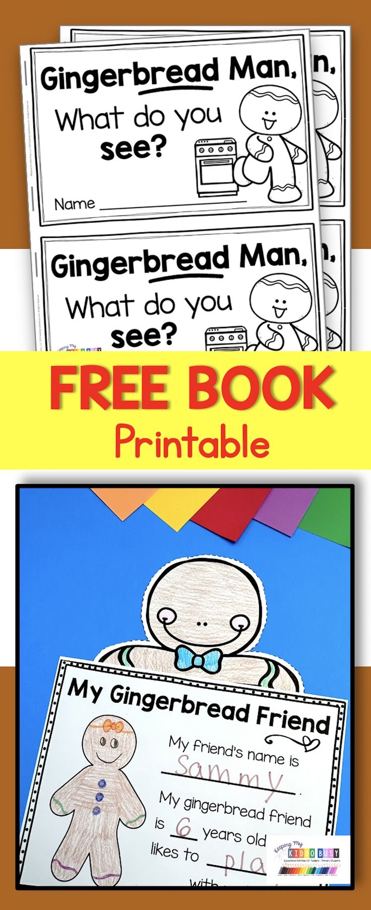 Printable Gingerbread Man FREEBIE Mini Book Kindergarten And Preschool Activities Printables