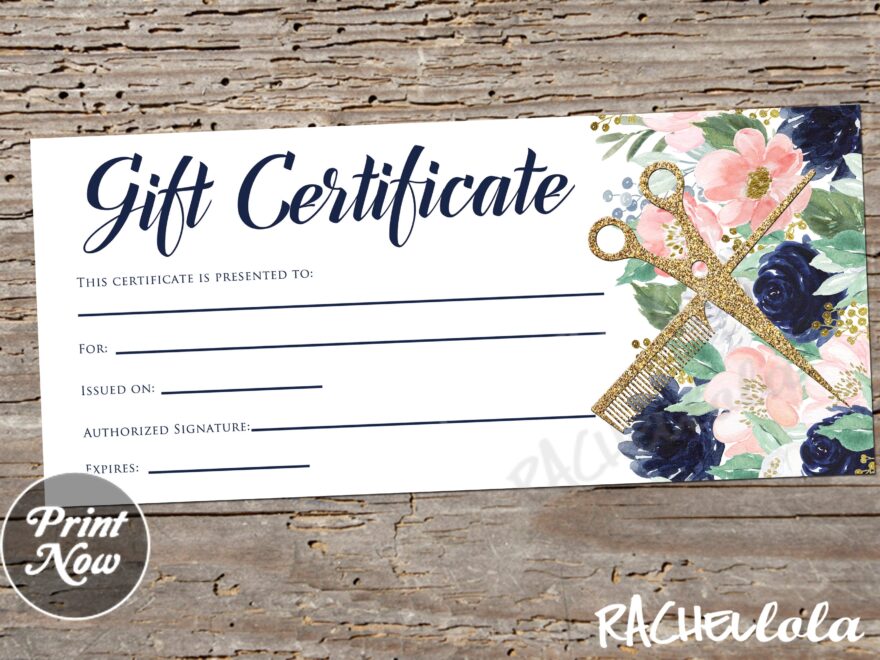 Printable Hair Salon Gift Certificate Template Hair Stylist Coupon Voucher Fillable Instant Download Mothers Day Christmas Floral Etsy UK