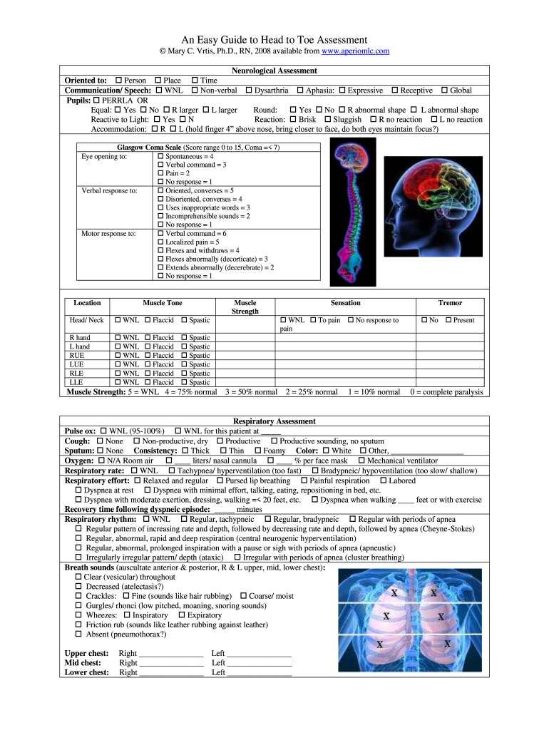Free Printable Head To Toe Assessment Form