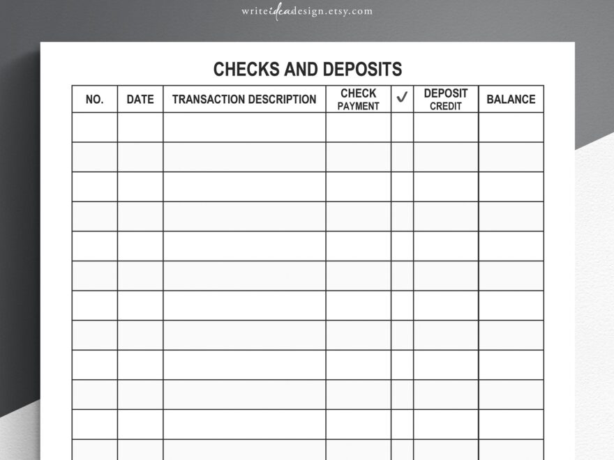 Printable Large Print Checkbook Register Large Print Check Register PDF Format US Letter Size Etsy Australia
