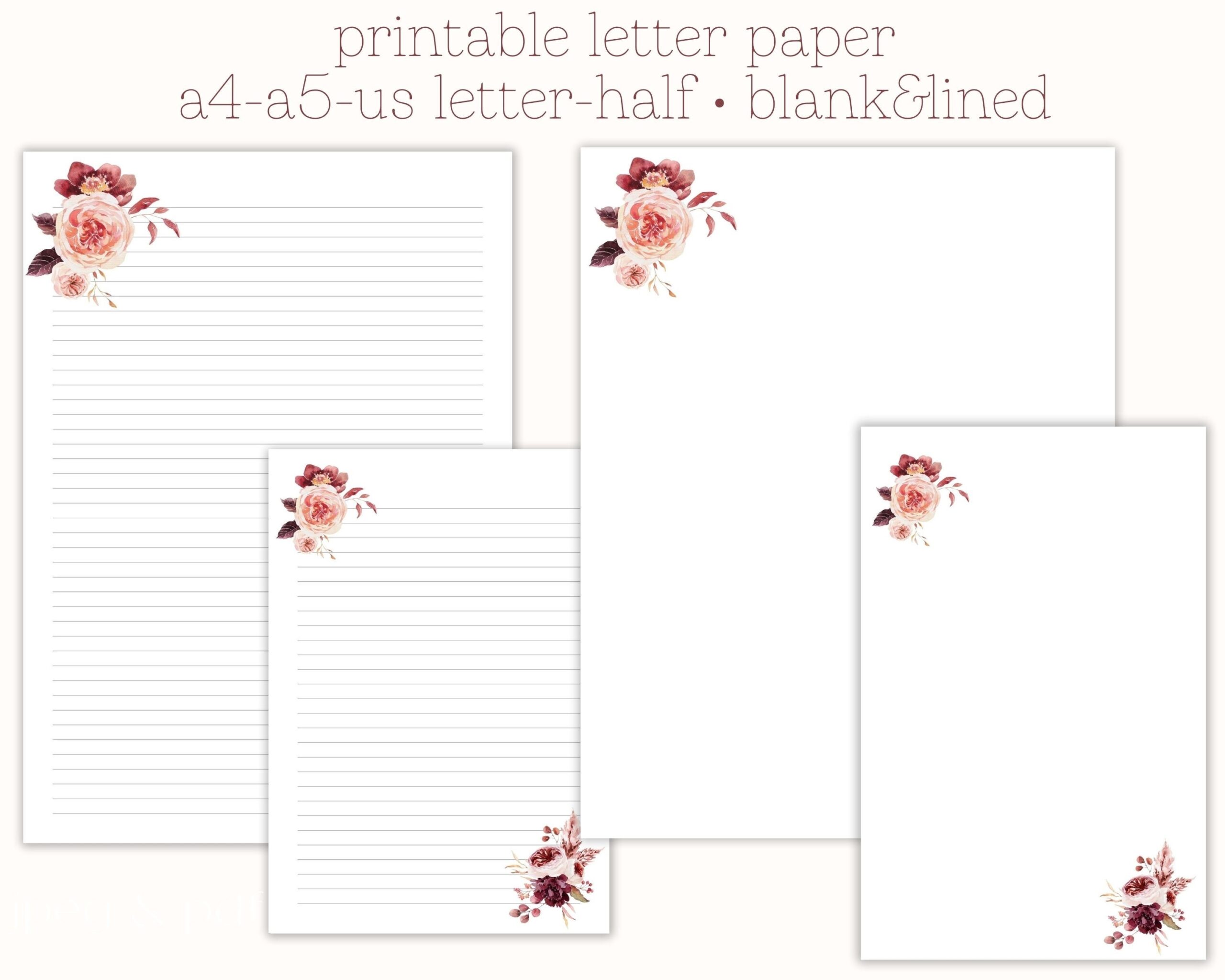 Printable Letter Paper Letter Writing Paper Decorative Paper Pretty Letter Paper Printable Stationary Fancy Letter Paper Floral Paper Etsy UK