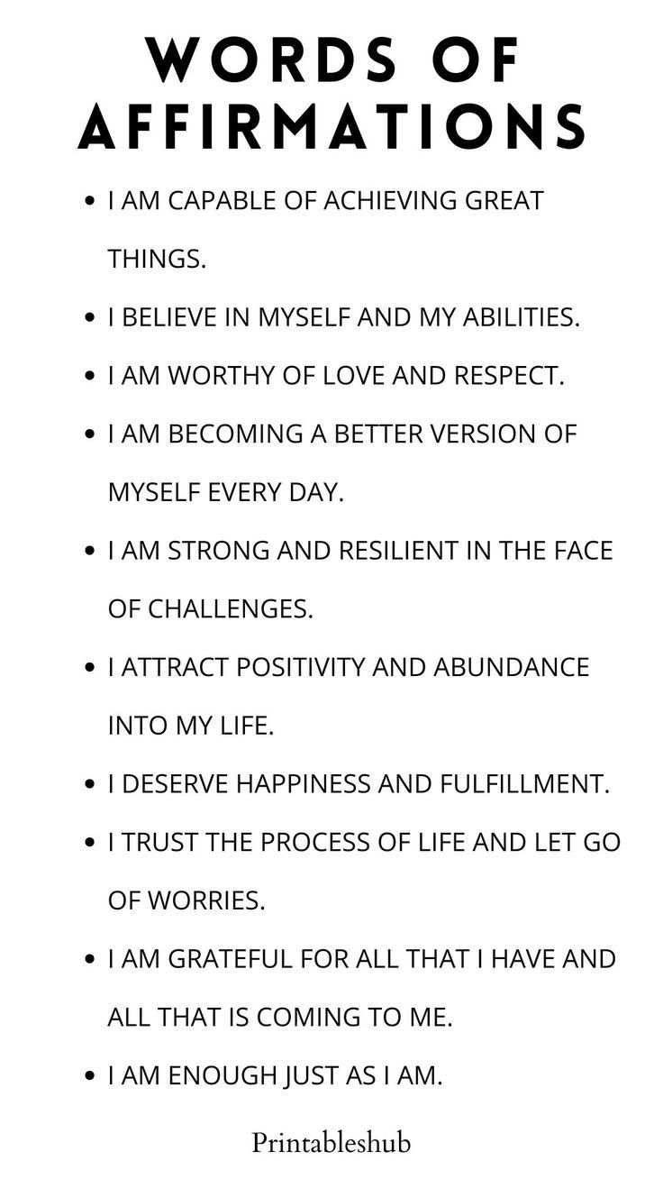 Printable List Of Words Of Affirmations PDF