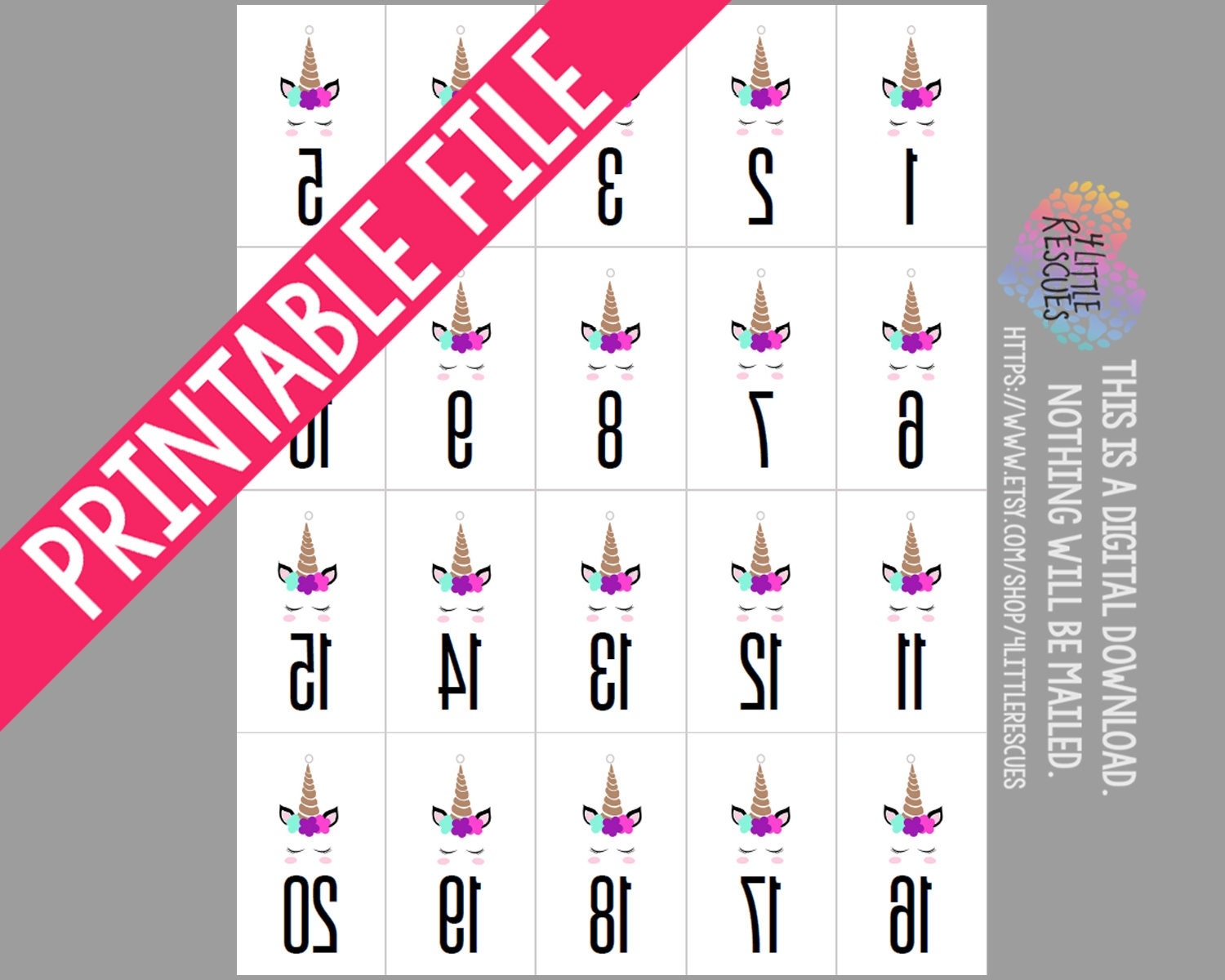 Printable LLR Paparazzi Unicorn Facebook Live Sale Reverse Forward Numbers Up To 6000 Mirror Image Tags Backwards Inventory Cards PDF Etsy