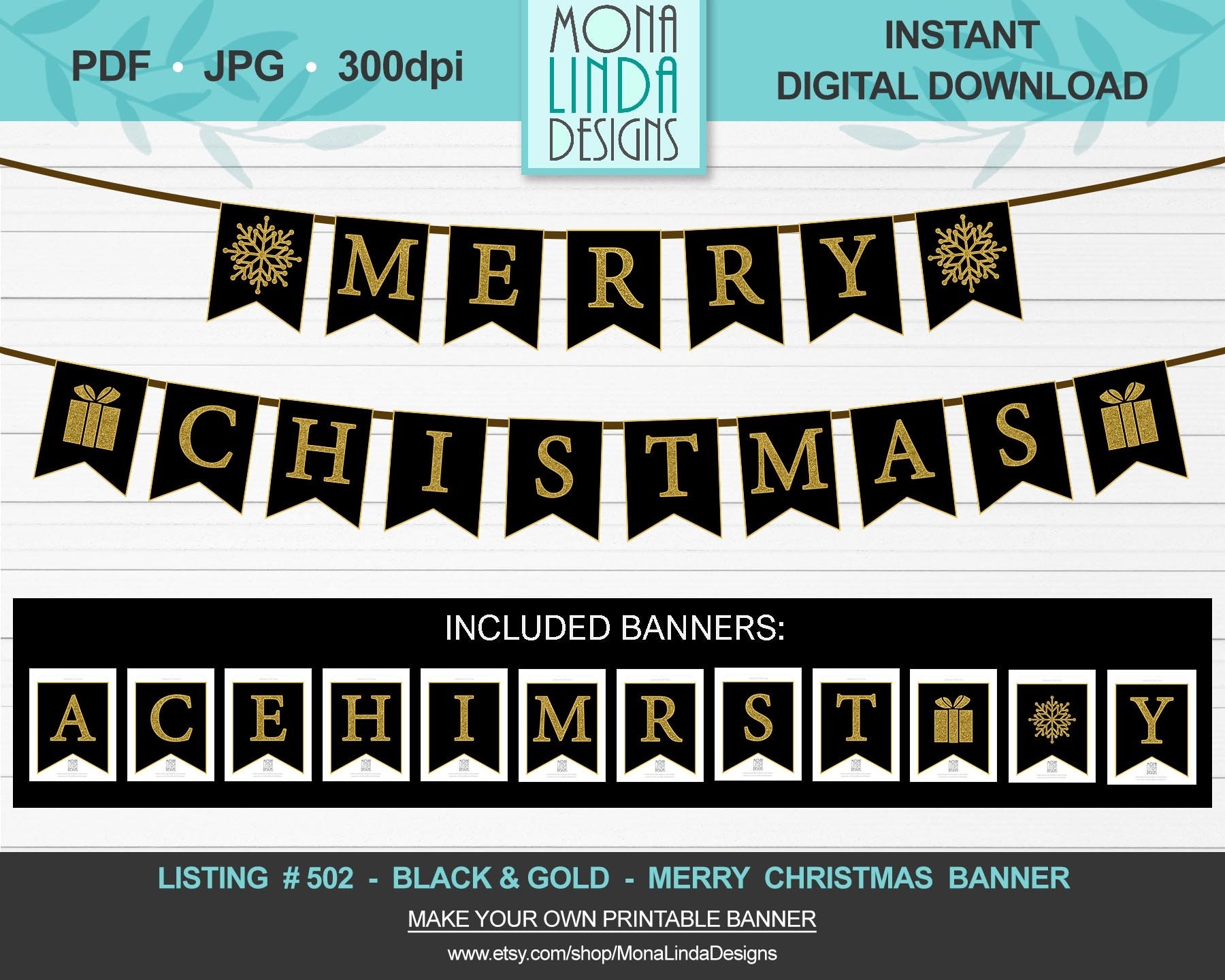 Merry Christmas Letter Banner Printable