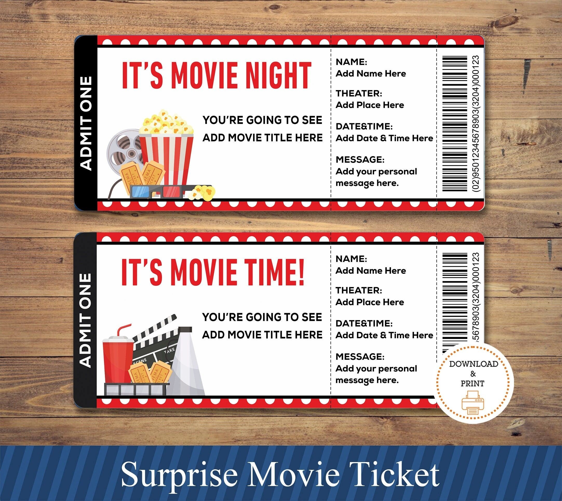 Printable Movie Tickets Templates Free Shop On Pinterest
