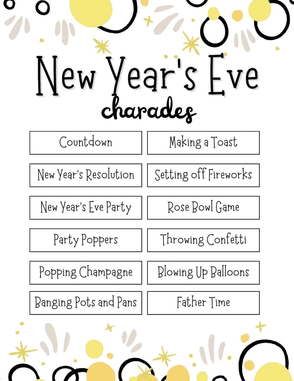 Printable New Year s Eve Games Food Fun Faraway Places