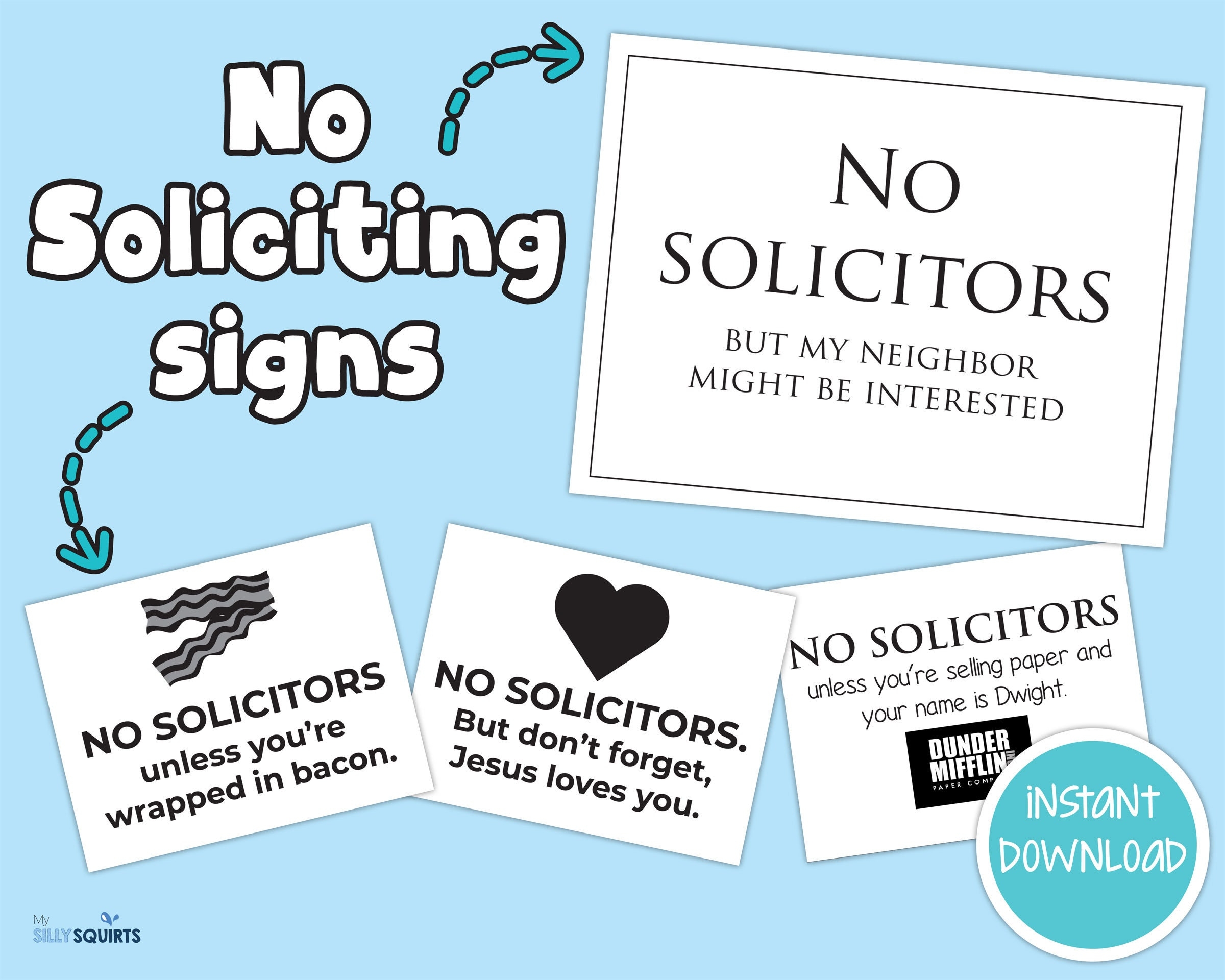 Printable No Soliciting Signs DIY No Soliciting Sign No Solicitors Black And White Signs Digital Download Front Door Sign Funny Etsy