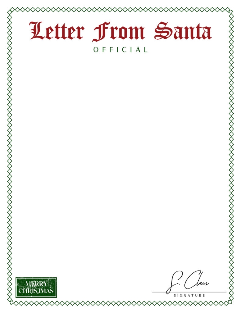 Letters To Santa Stationary Printable Free