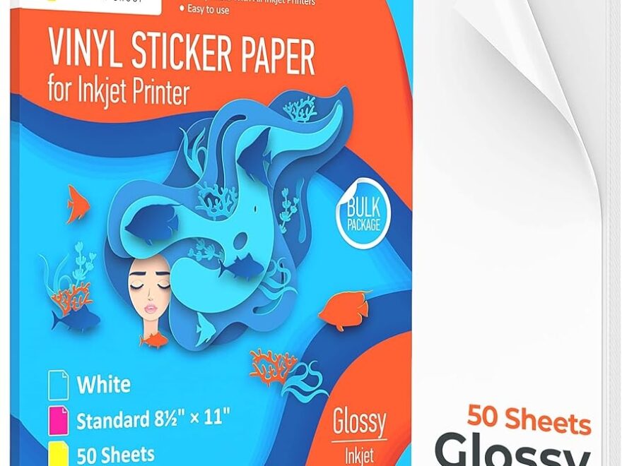 Printable Vinyl Sticker Paper Waterproof Sticker Paper For Inkjet Printers 50 Self Adhesive Sheets Glossy White Standard Letter Size 8 5 X 11 Inches Amazon de Automotive
