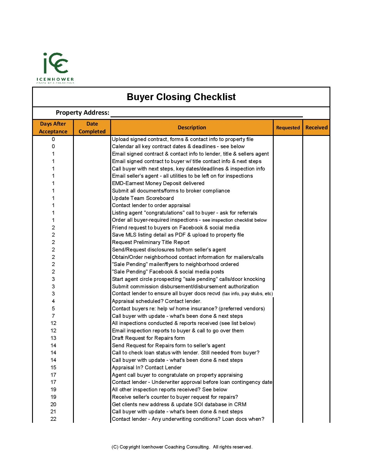 Product Transaction Coordinator Checklist PDF Real Estate Coaching Icenhower Coaching