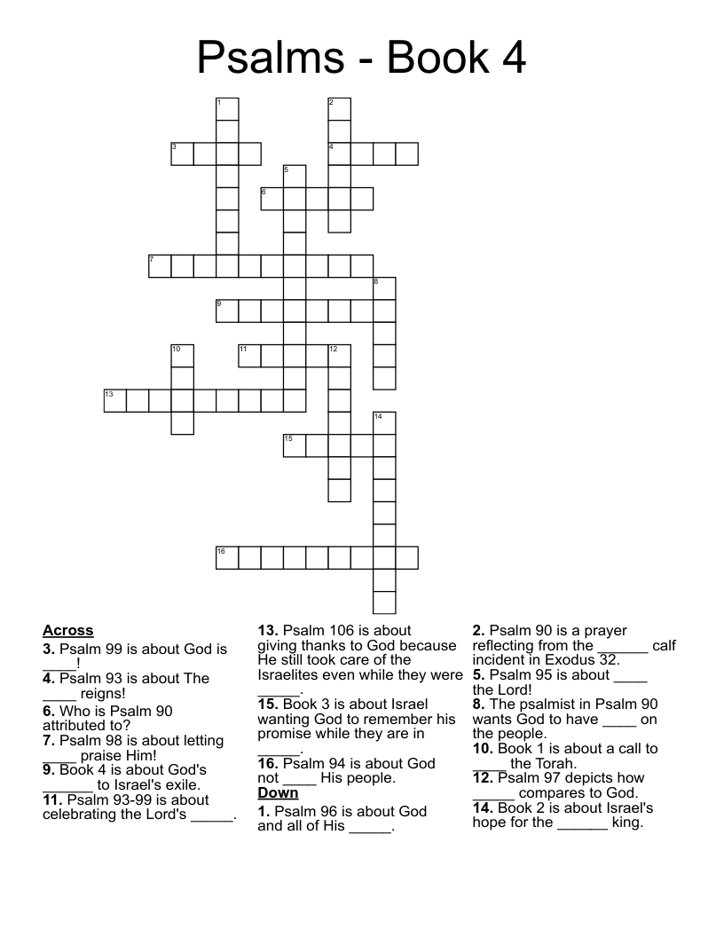 Psalms Book 4 Crossword WordMint