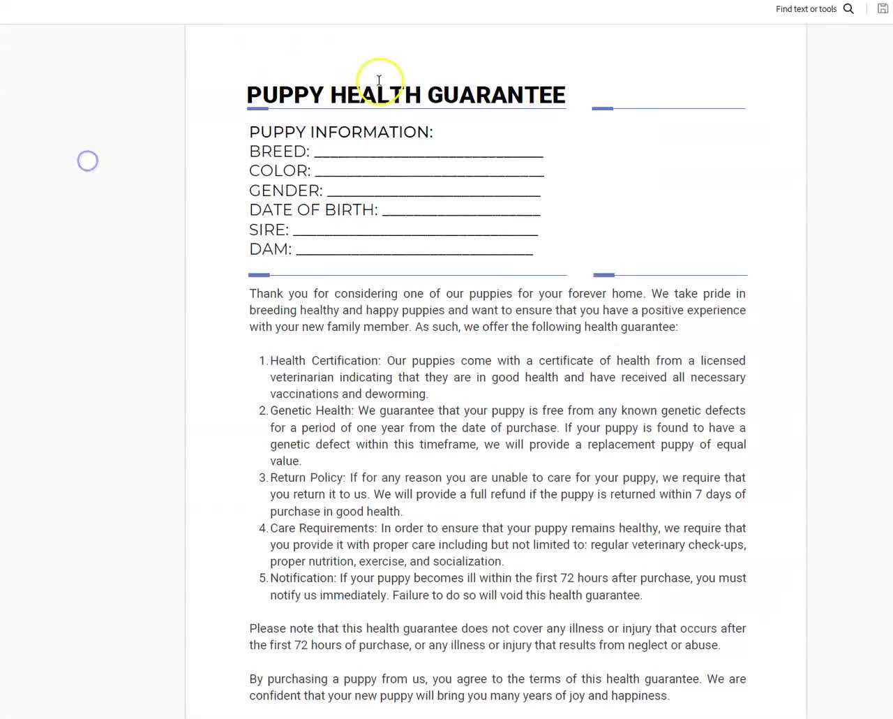 Puppy Bundle Puppy Sales Contract Puppy Health Certificate Puppy Health Guarantee Templates For Dog Breeders Etsy