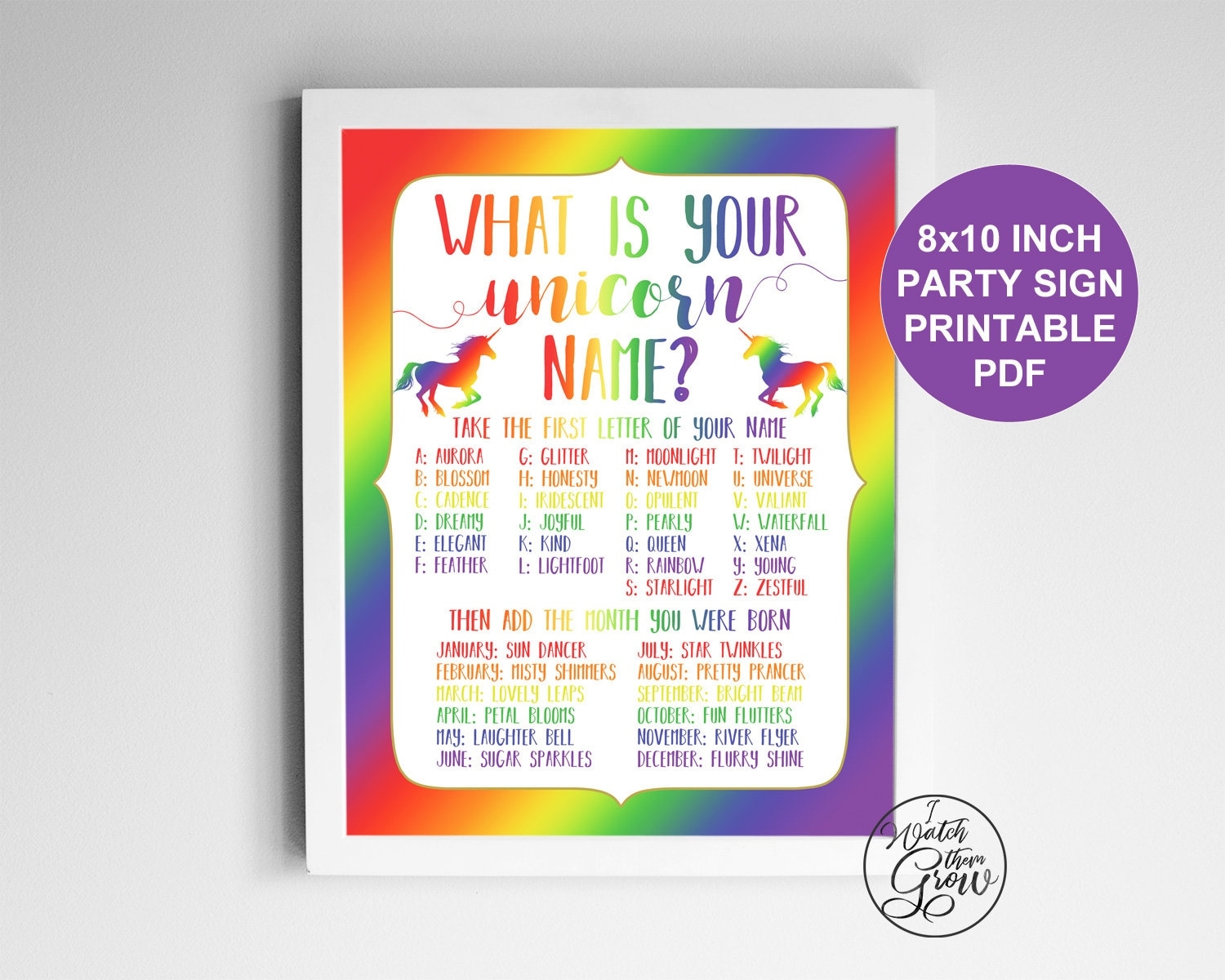 Unicorn Name Generator Free Printable