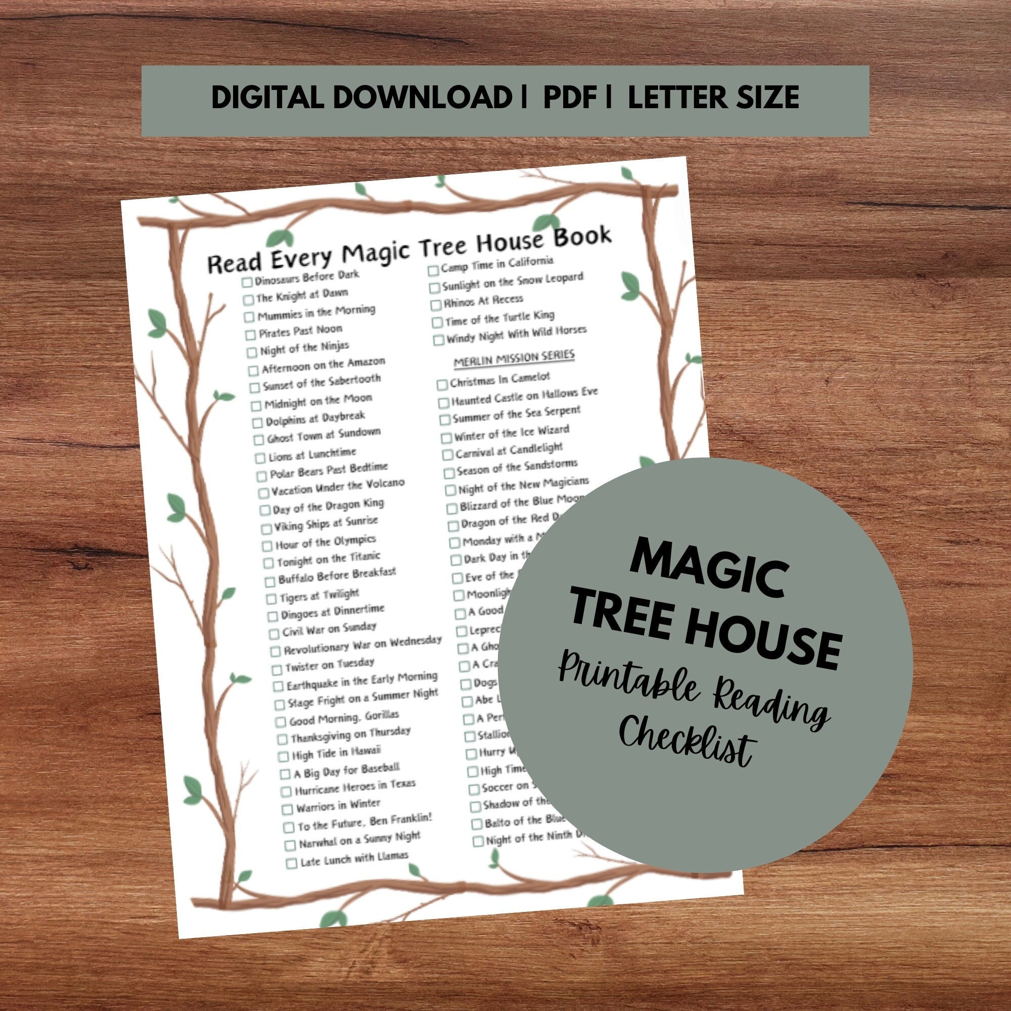 Read Every Magic Tree House Book Magic Tree House Booklist Book Checklist Magic Tree House Booklist Magic Tree House Checklist Etsy