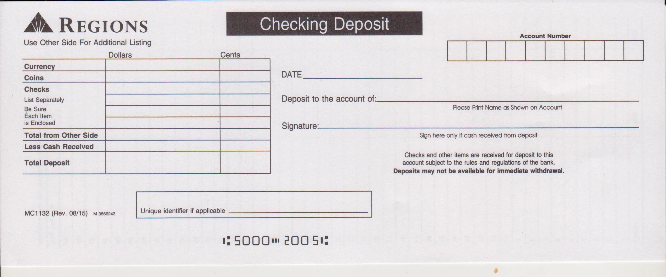 Regions Bank Deposit Slip Free Printable Template CheckDeposit io