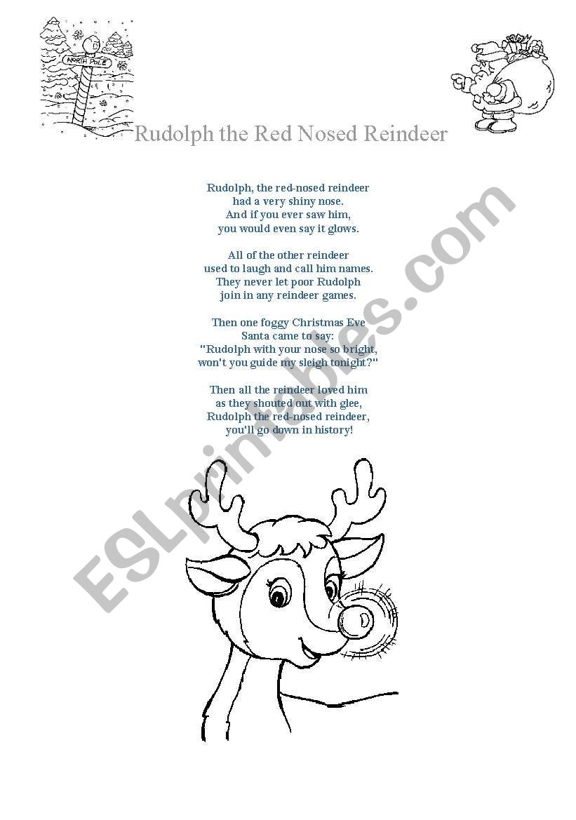 Printable Lyrics To Rudolph The Red Nosed Reindeer