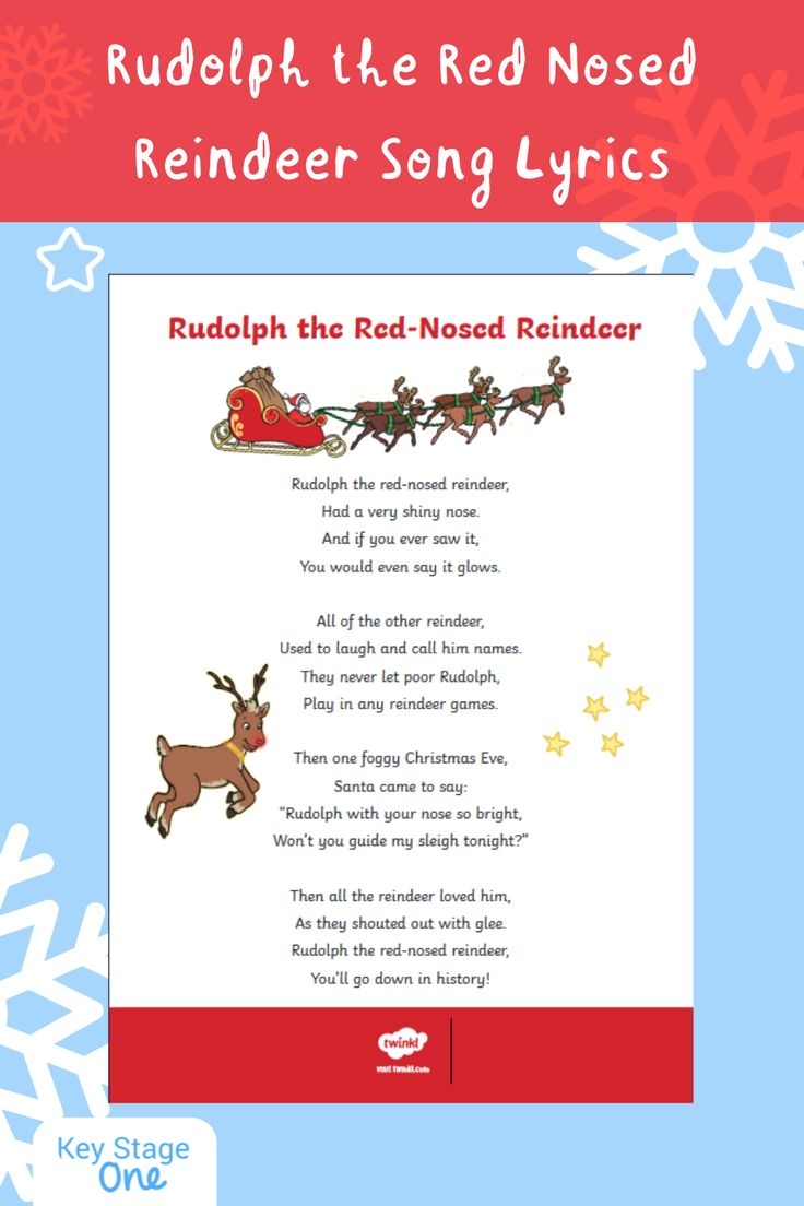 Rudolph The Red Nosed Reindeer Song Lyrics Printable