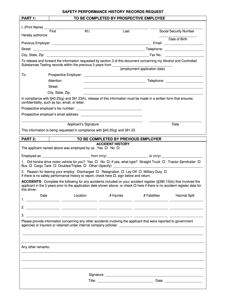 Safety Performance History Records Request Fill Out Sign Online DocHub