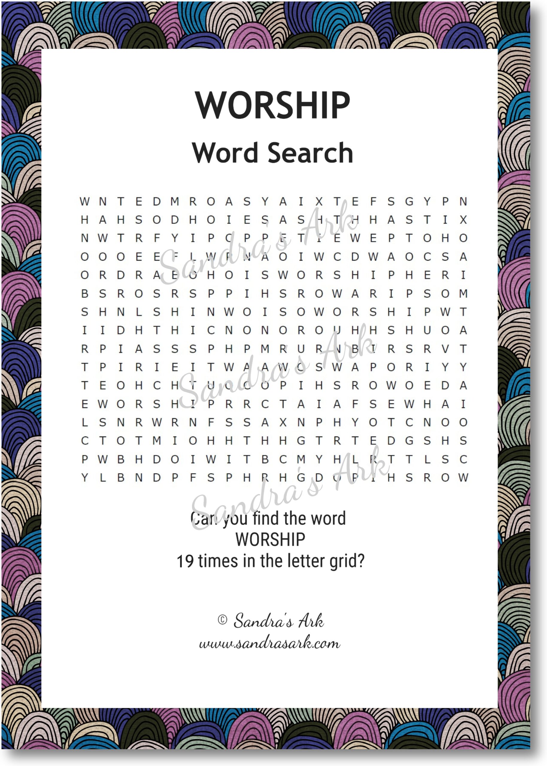 Sandra s Ark Free Worship Word Search Puzzle Coffee Conversation