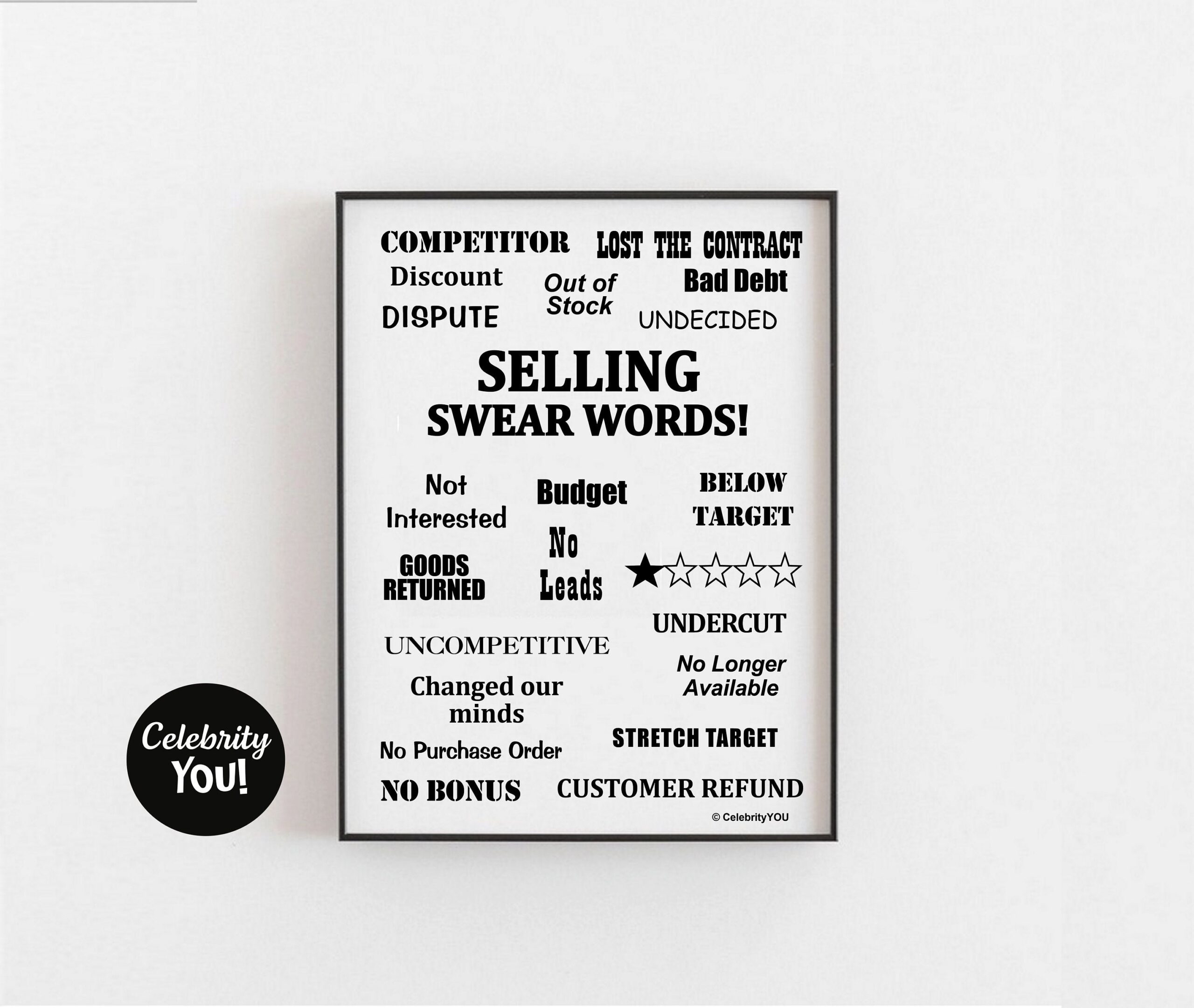 Selling Swear Words PRINTABLE Sales Office Decor Print Funny Salesperson Salesman Gift Pet Peeves Wall Art Sales Sign INSTANT Download Etsy UK