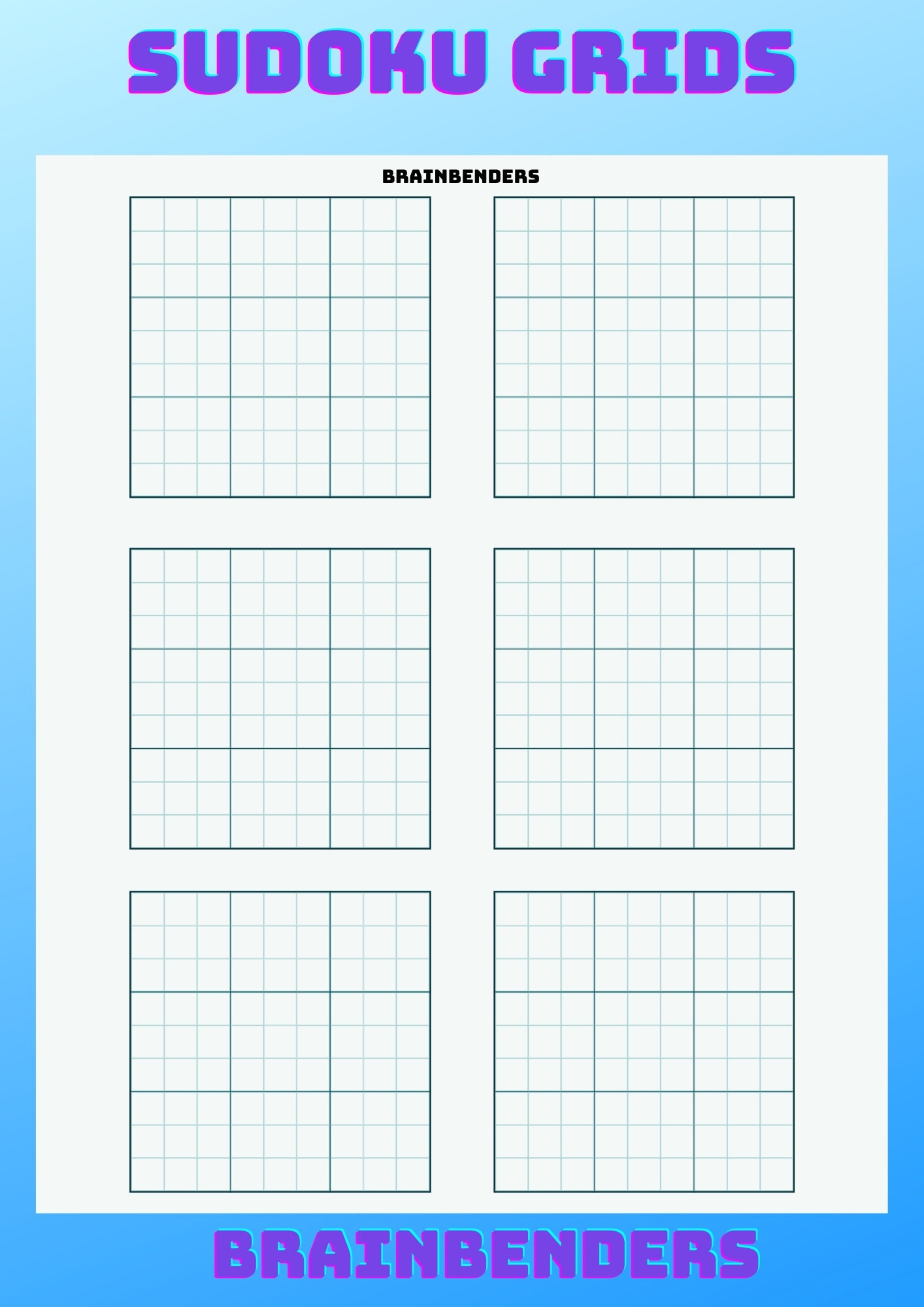 Set Of Blank Sudoku Grids 4 PAK 1 2 4 6 Games Per Page Bonus 4 Games Etsy UK
