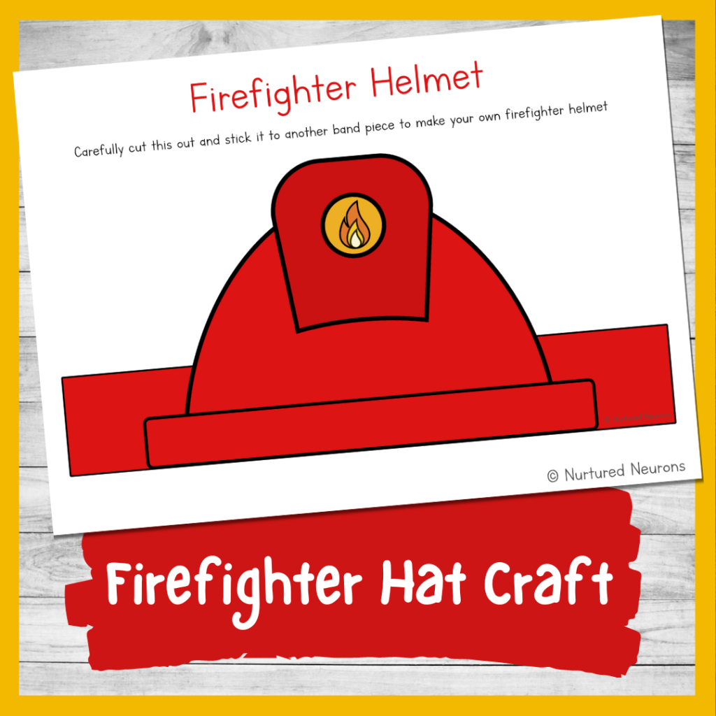Simple Firefighter Hat Craft Transport Dramatic Play Printable Nurtured Neurons
