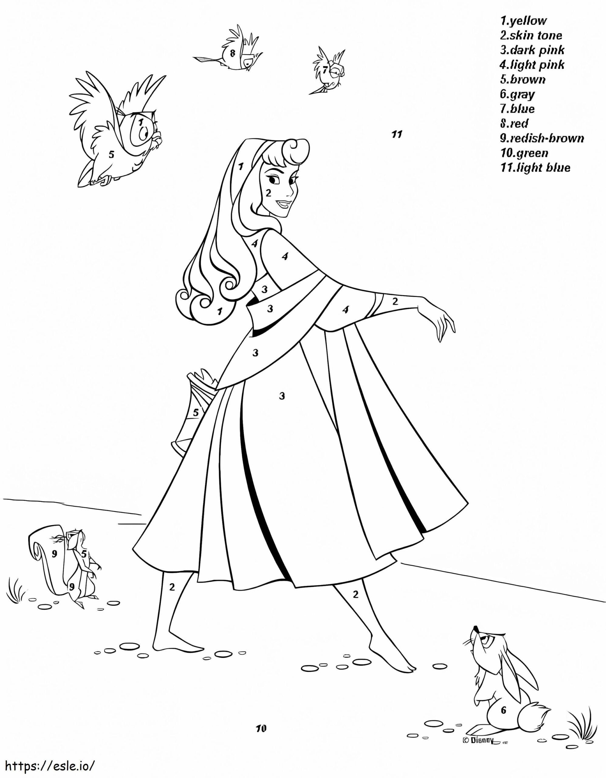 Sleeping Beauty Color By Number Coloring Page