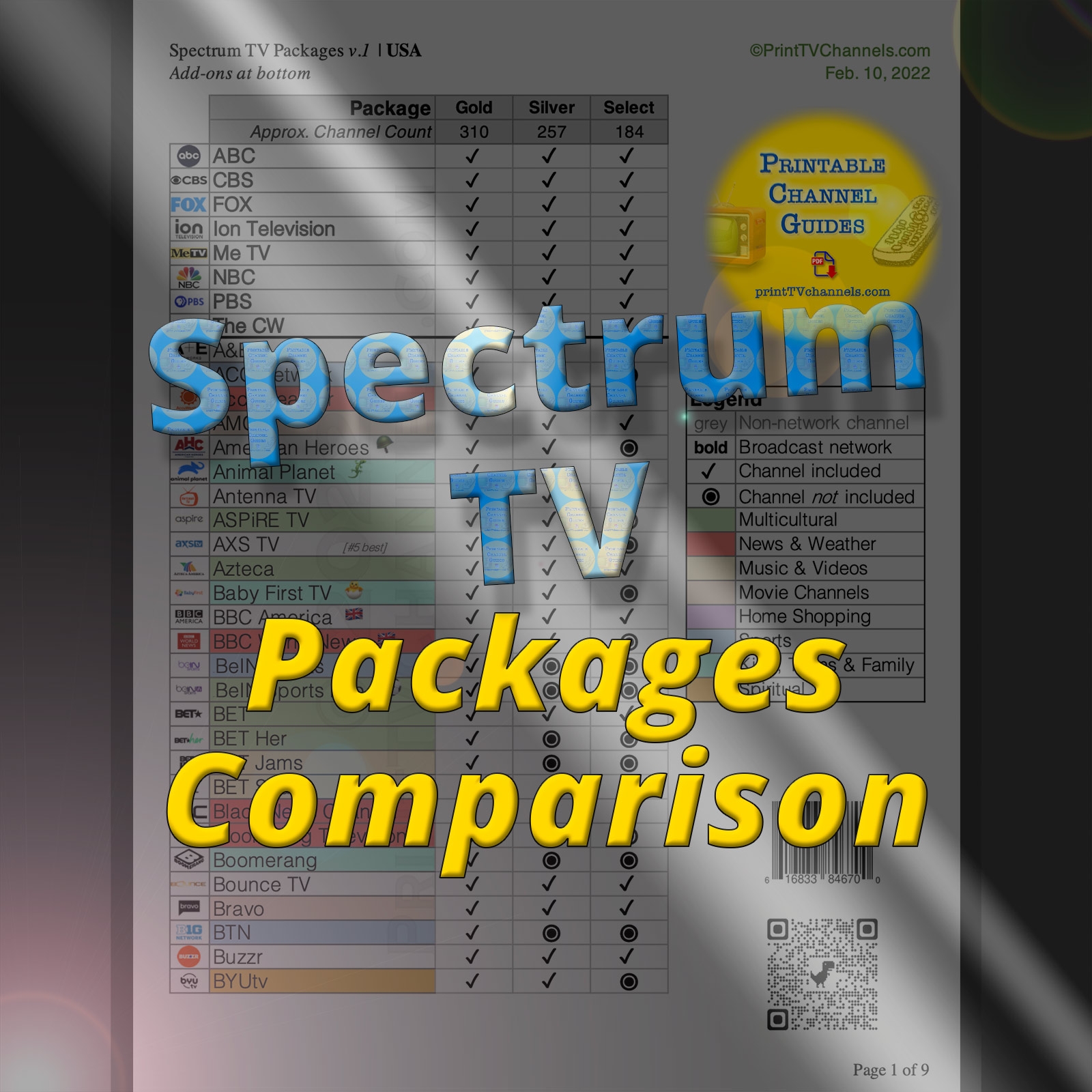 Spectrum TV Packages Comparison MASTER LIST Channel Lineups