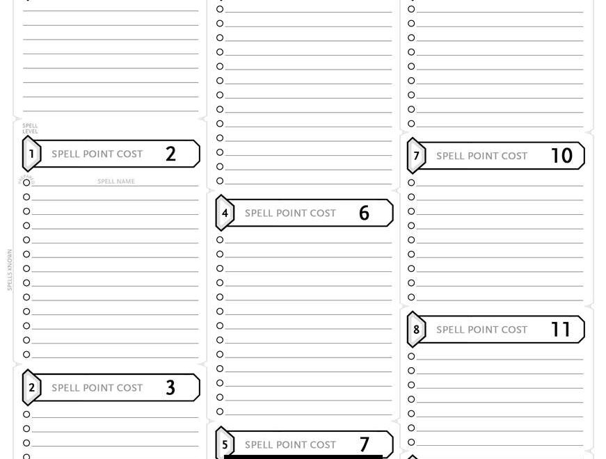 Spell Point Spell Sheet Dungeon Masters Guild DriveThruRPG