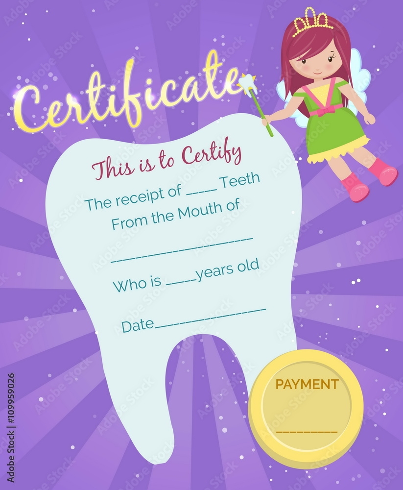 Tooth Fairy Certificate Girl Printable